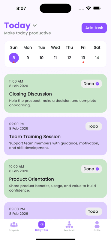 Yotool follow-up reminders screen
